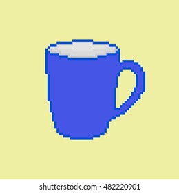 Pixel mug on the white background. Vector illustration