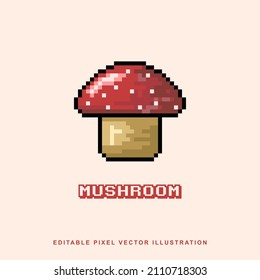 Pixel mushroom icon vector illustration for video game asset, motion graphic and others