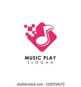 pixel music logo design template. music icon symbol design