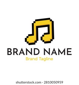 Pixel Music Note Logo for Audio and Entertainment Brands