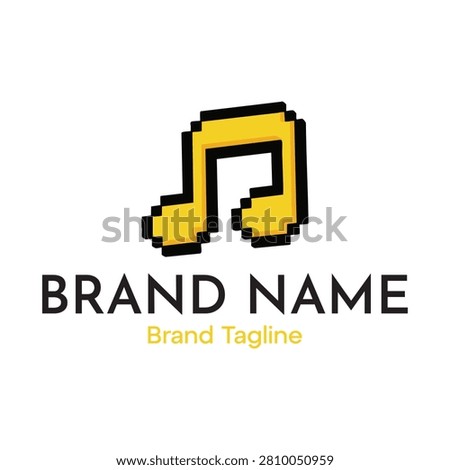 Pixel Music Note Logo for Audio and Entertainment Brands