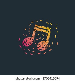 Diseño vectorial de logotipo de notas musicales pixel