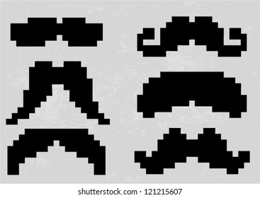 Pixel Mustache set