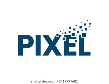 Pixel name in pixels flying format, Vector typeface text to pixels converting.