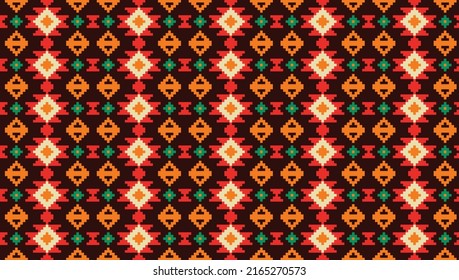 Pixel Navajo Nation Geometrische Muster nahtlos, Ethnische Tribal Kunst von Afrika Design für Papier-Umhüllung Textur Textilgewebe Hintergrund Industrie
