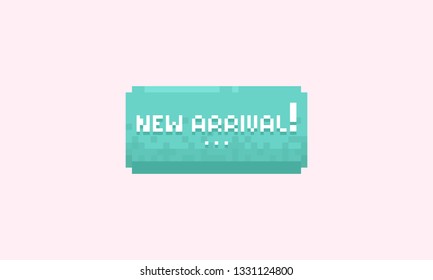 Pixel new arrival banner.8bit retro design.