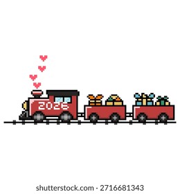 Pixel Neujahr Zug Geschenke