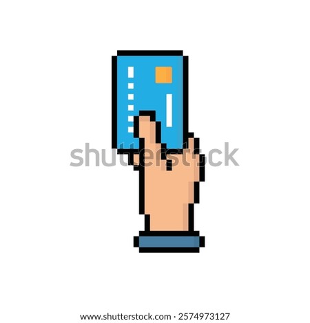 pixel nfc icon. Vector pixel art wireless card pay payment 8 bit for game company logo template 
