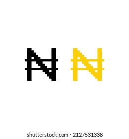 pixel Nigerian Naira  icon  pixel art money sign for 8 bit game