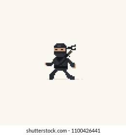 Pixel Ninja Character.8 Bit Art.