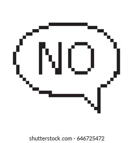 Pixel No Bubble Speech Icon. Vector.
