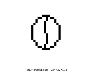 pixel no color coffee beans icon on white background. Vector pixel art coffee beans 8 bit for game company logo template 