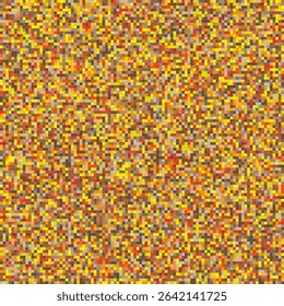Pixel noise background. Orange yellow pattern. Square mosaic texture. Random color spread.
