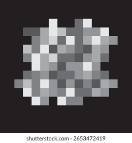 Pixel noise cloud. Grayscale static blob. Abstract glitch Vector. Dark background symbol.