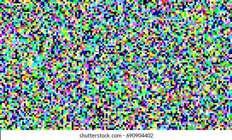 Pixel Noise TV Vector. VHS Glitch Pixel Texture TV Screen. Static Video Noise. Color Pattern Background. No Signal Illustration
