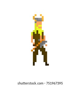 Pixel northern warrior for games and applications