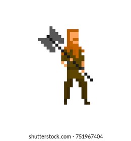 Pixel northern warrior for games and applications