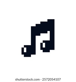 Pixel note icon vector. Music in pixel style. Musical note vector. Vector icon of musical note sign. Vector illustration.