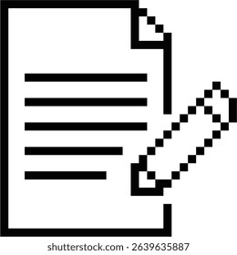 Pixel note icon vector for retro-style digital notes, reminders, or message indicators. It's ideal for gaming interfaces, simple checklists, or nostalgic UI designs where information is presented