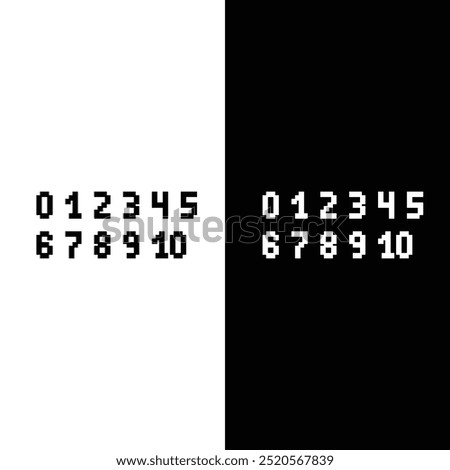 pixel numbers icon. Vector pixel art number from 0 to 10 8 bit logo for game