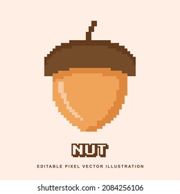 Pixel nut icon vector illustration for video game asset, motion graphic and others