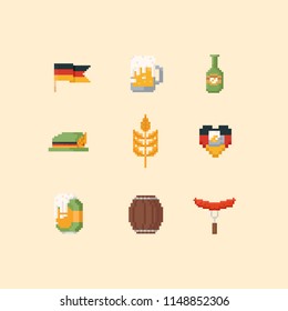 Pixel Oktoberfest elements. 8bit icon.