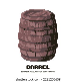 Pixel old barrel icon vector illustration for video game asset, motion graphic and others