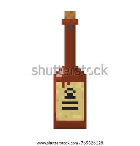 Pixel old bottle of alcohol for games and web sites
