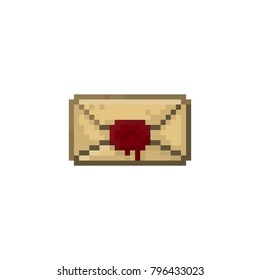 Pixel old envelope with a letter for games and websites