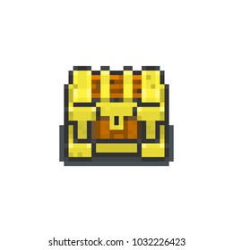 Pixel old gold chest for games and websites