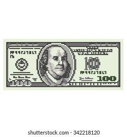 Pixel one hundred dollars high detailed isolated vector