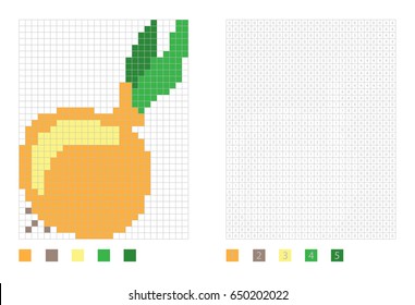 Pixel onion in the coloring page with numbered squares, vector illustration