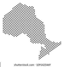 Pixel Ontario Province map. Vector territory scheme. Cartographic pattern of Ontario Province map composed from filled spheres.