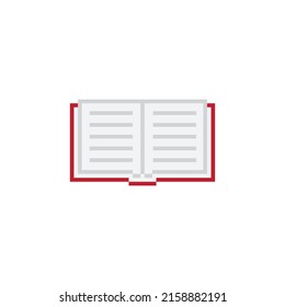 pixel Open book icon.  Vector pixel art book 8 bit logo for game
