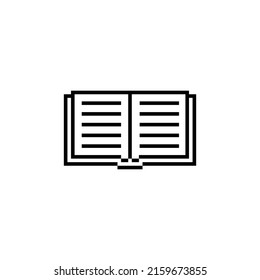 pixel Open book icon.  Vector pixel art book 8 bit logo for game
