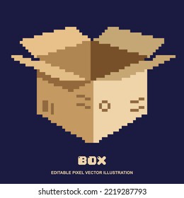 Pixel open box icon vector illustration for video game asset, motion graphic and others