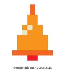 Pixel orange bell on white background.
