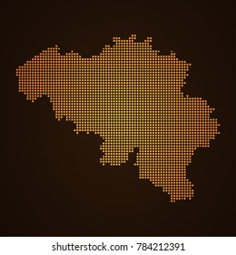 Pixel mosaic glow orange dot map on dark background of map of belgium symbol for your web site design map logo, app, ui, Travel vector eps10, concept Illustration.
