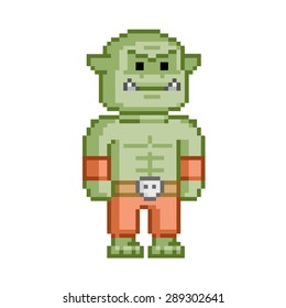 Pixel-Orc für 8-Bit-Videospiel und Design