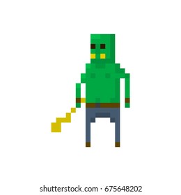 Pixel orc warrior for games and applications
