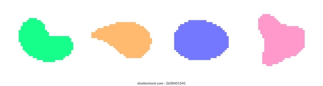 Pixel organic shape icon vector for fluid, abstract, and natural graphic elements. Ideal for retro game effects, artistic UI, and decorative digital design in vintage pixel style.