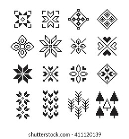 Pixel Ornament Vector Set Stock Vector (Royalty Free) 411120139 ...