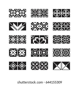 pixel ornament, vector set