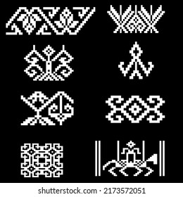Vektorgrafik von Pixelverzierungen, die antike thailändische Stickerei
örtliches Sarkonmuster