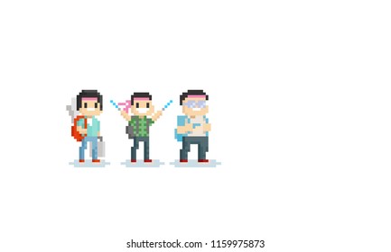 Pixel otaku character.8bit.