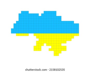 Pixel outline of Ukraine. Geographic boundaries of the country.