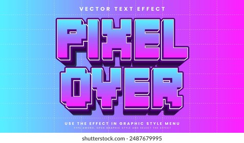 Pixel Over editable text effect template with modern style