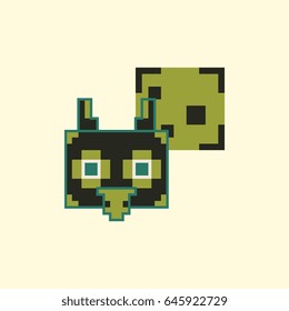 Pixel owl head with talk cloud