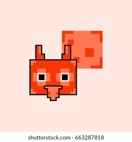 Pixel owl head with talk cloud