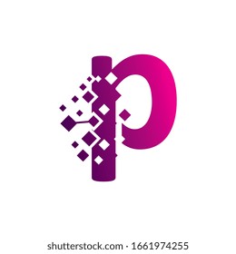 Pixel P Letter Logo design, Creative Vector Template symbol